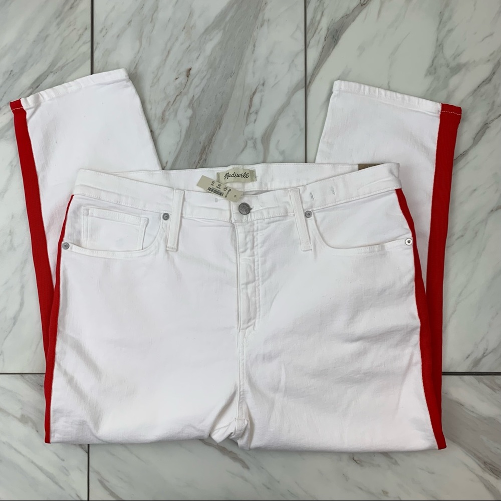 Madwell Petite Stovepipe Jeans in Tile White: Tuxedo Stripe Edition Size 33P